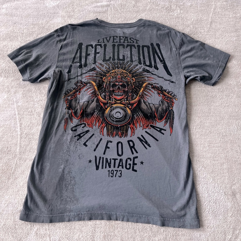 American Customs Ancient Rumble T-Shirt L Grunge Moto - Picture 5 of 7